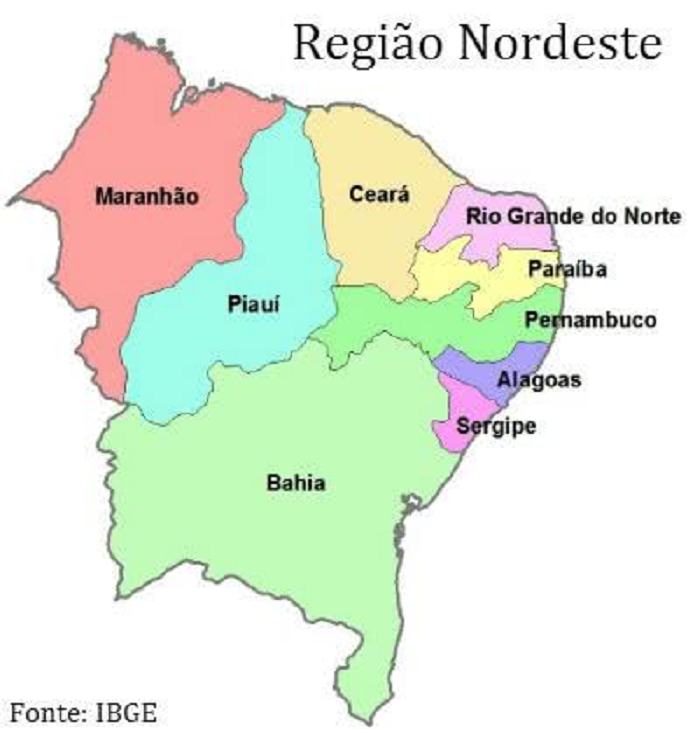 Mapa Região Nordeste