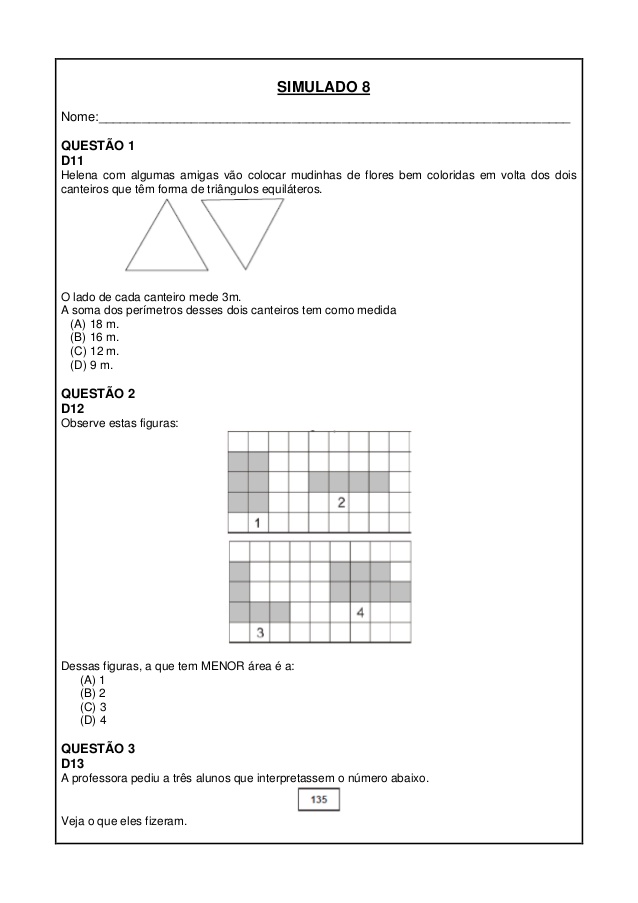 Prova Brasil - Matematica 5°ano - 4ªserie