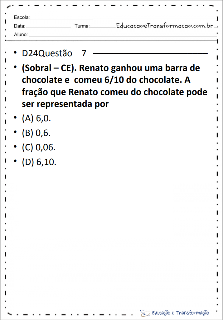 Prova Brasil - Matematica 5°ano - 4ªserie