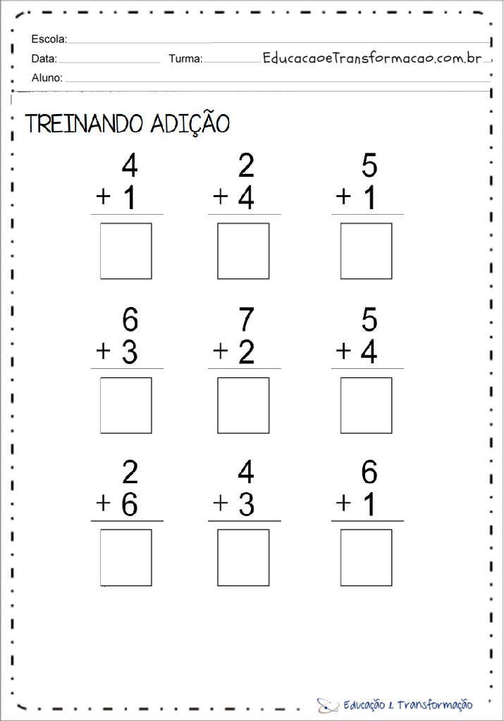 Atividades de matemática 1º ano - Adição