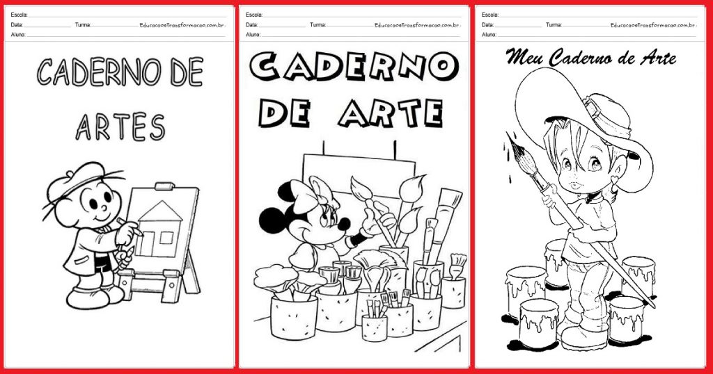 Capas para caderno de artes