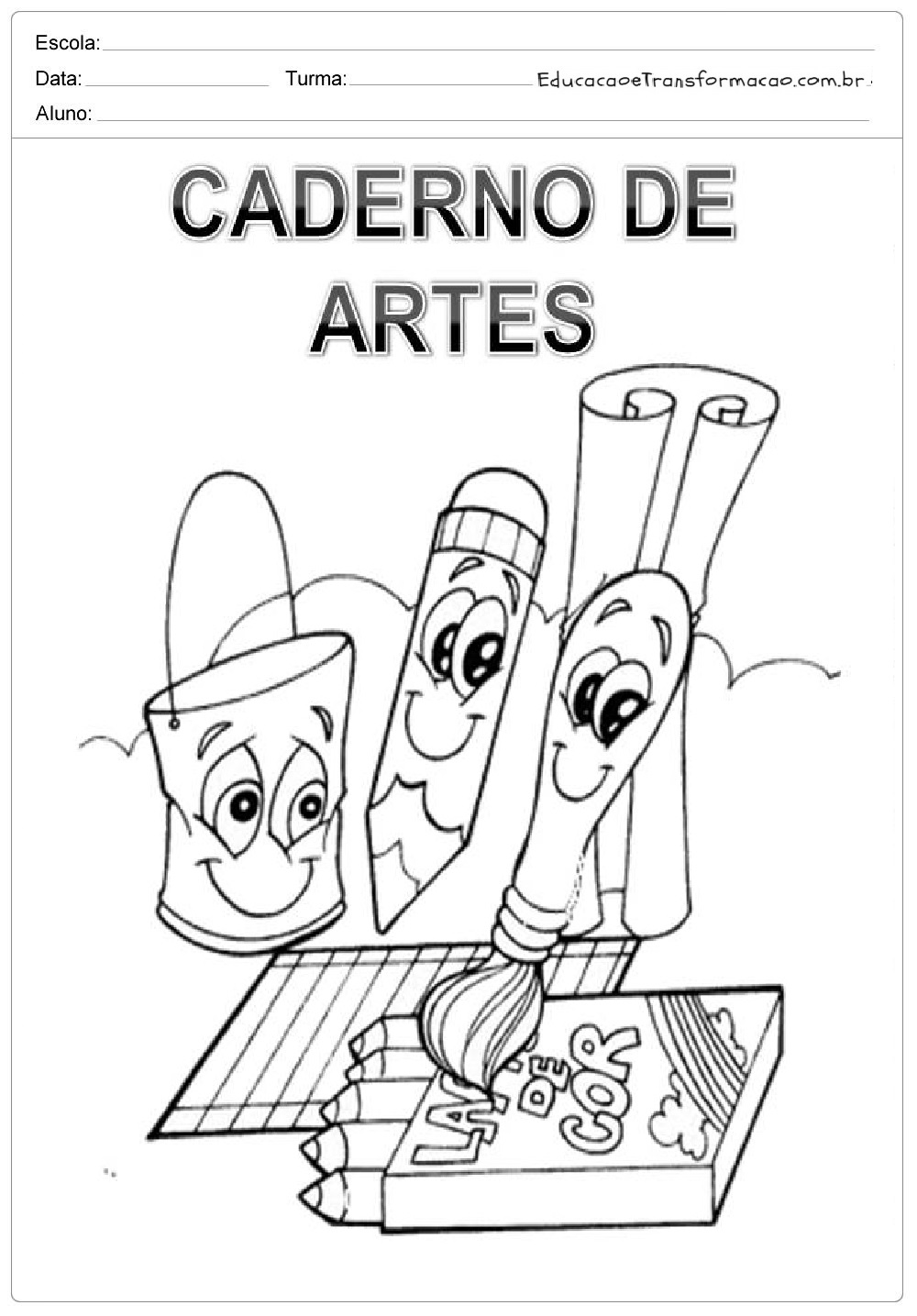 Capas para caderno de artes para imprimir