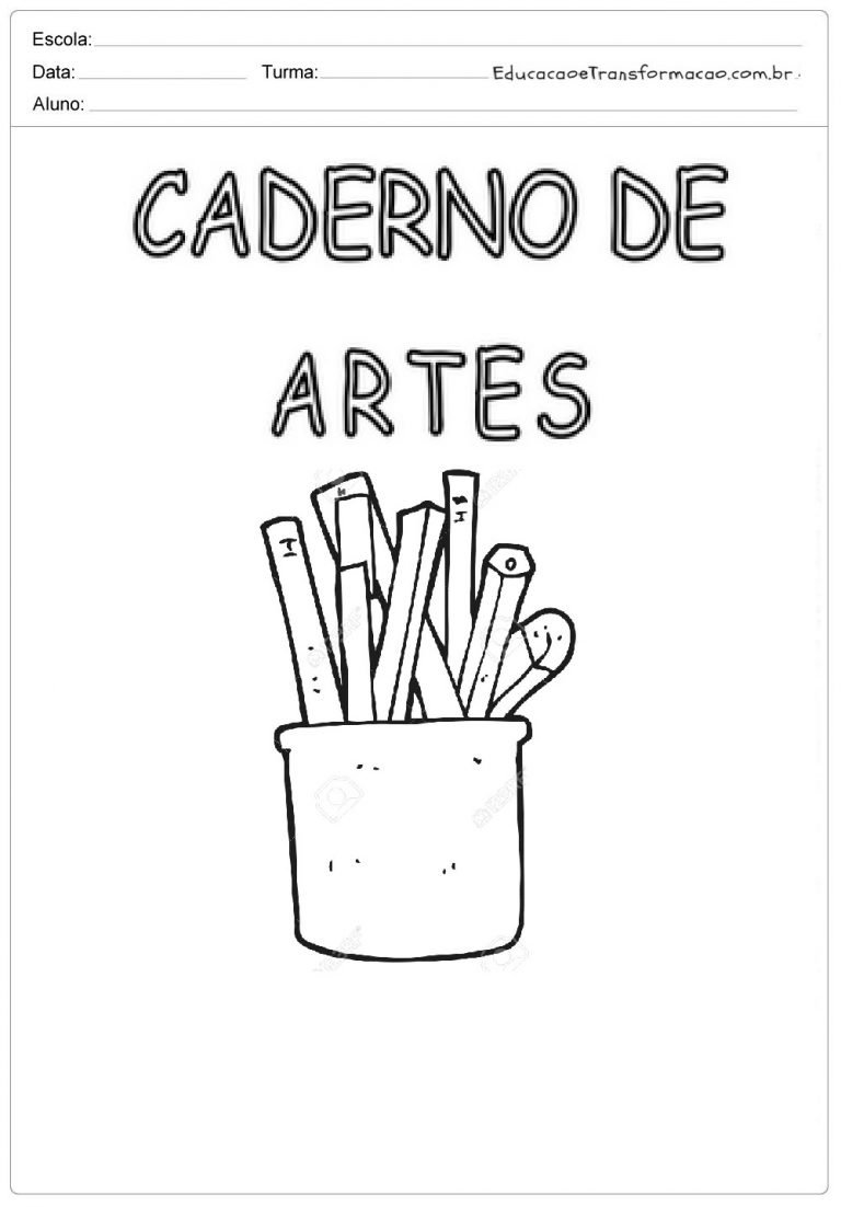 Capas para caderno de artes para imprimir e colorir.