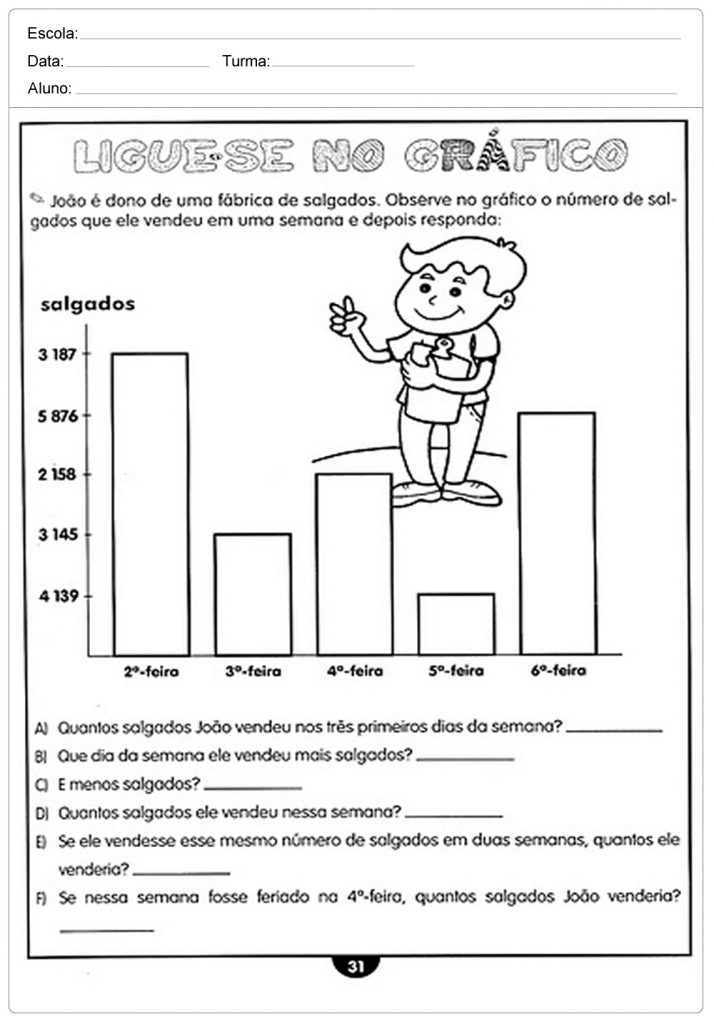 Problemas de Matemática 4 ano para imprimir