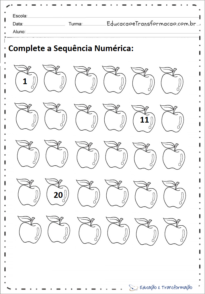 Atividades de Matemática 1º ano: adição, sequência numérica