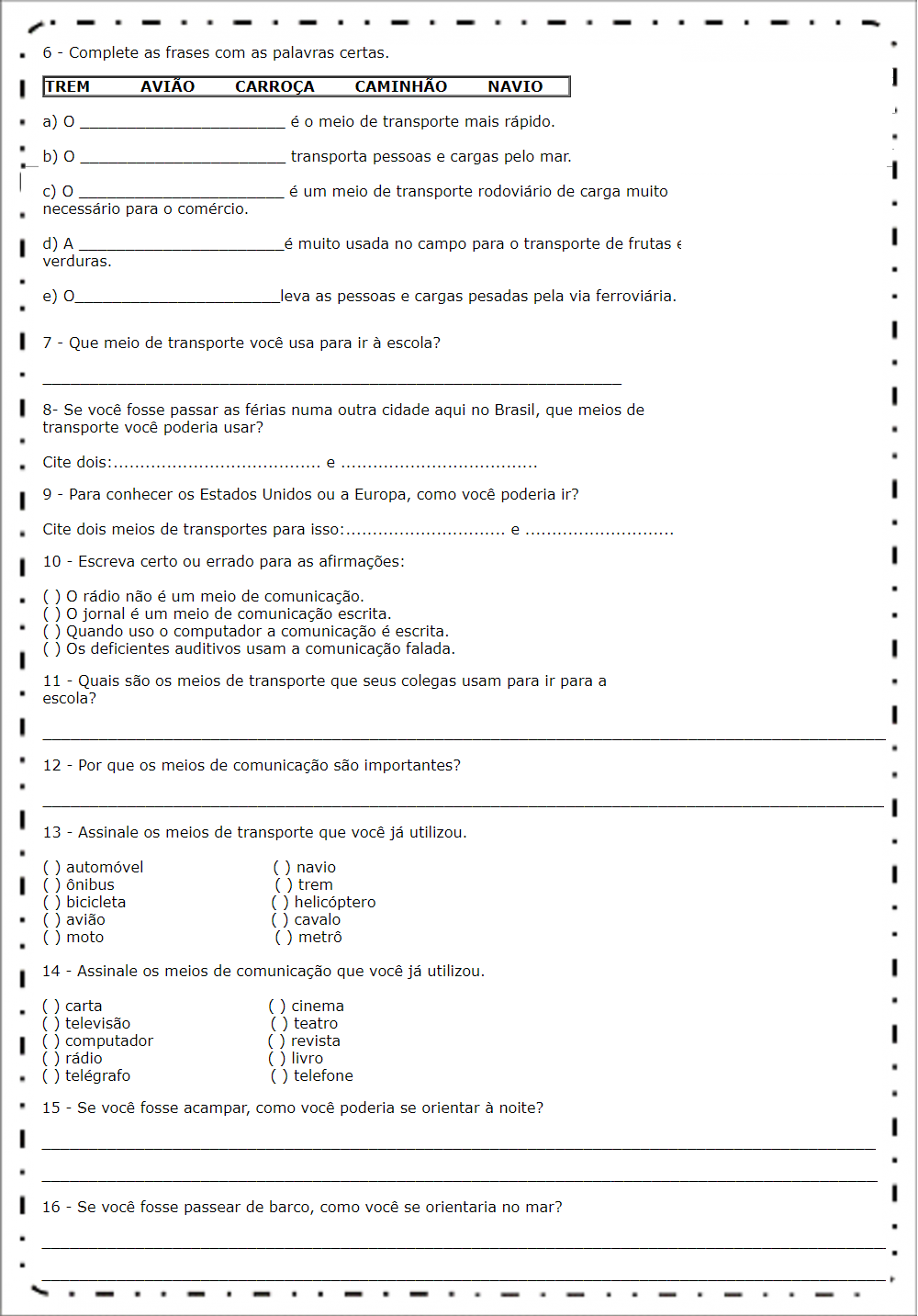 Avaliação de Geografia Bimestral 3 ano - Para imprimir - Folha 03