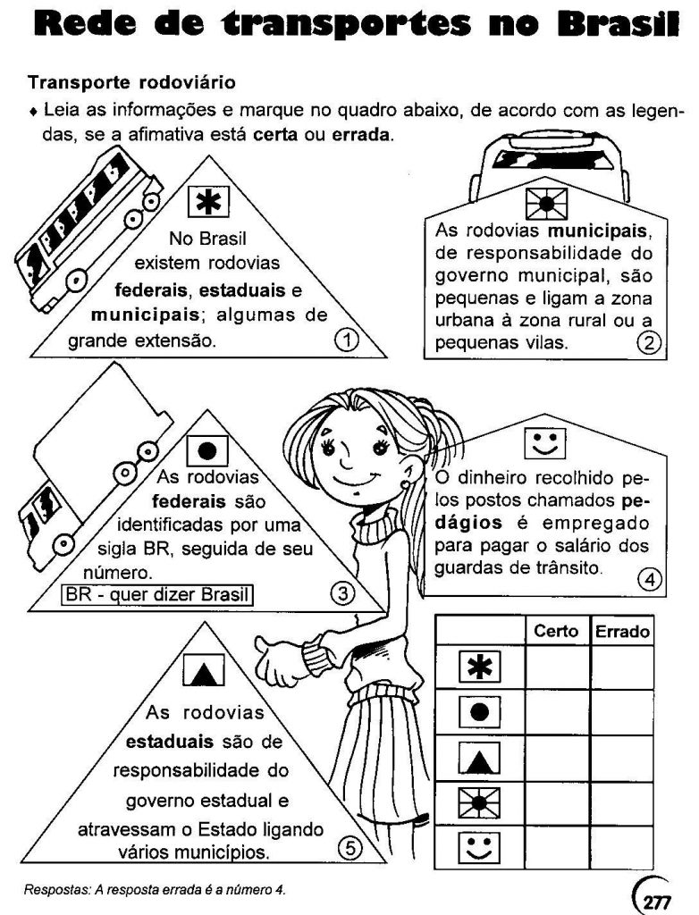 Atividades de Geografia para imprimir - Rede de Transportes do Brasil