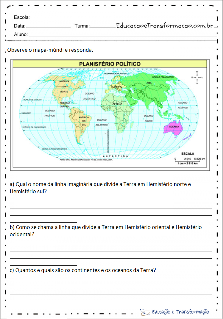 Atividades de Geografia 5 ano - Para imprimir - Folha 04