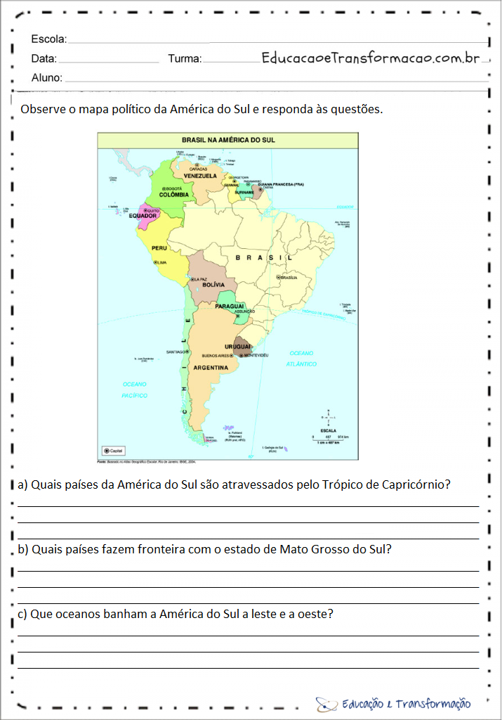 Atividades de Geografia 5 ano - Para imprimir - Folha 05