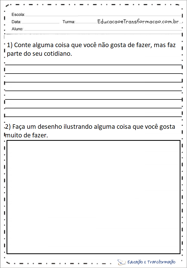 Atividades de História 2 ano - Gosto e Não Gosto