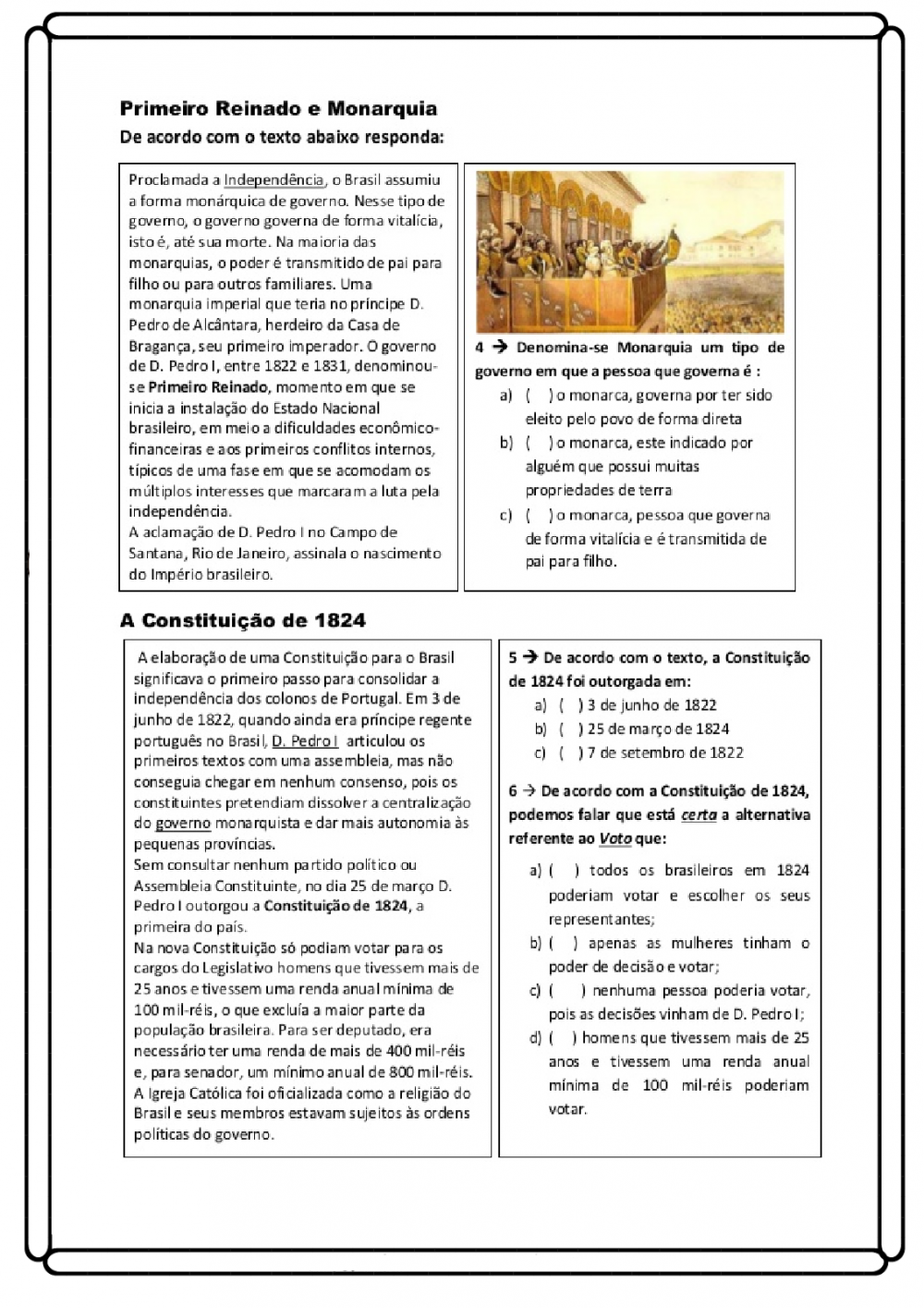 Atividades de História para o 4 ano - Para Imprimir - Folha 03