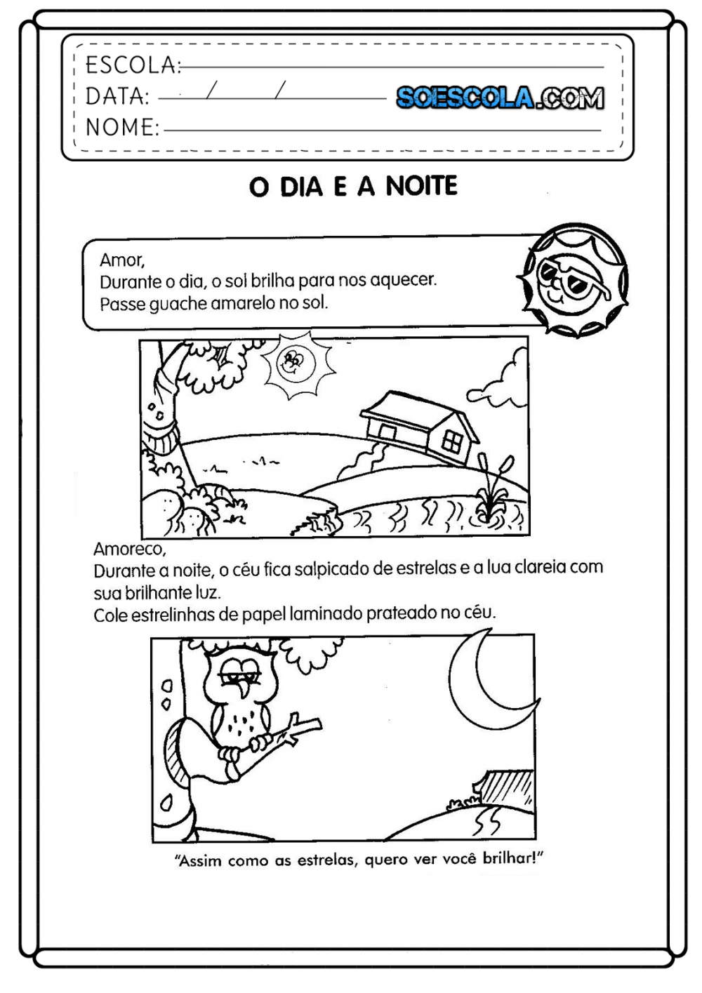 (Para Imprimir) Atividades Dia e Noite de Ciências - Folha 03