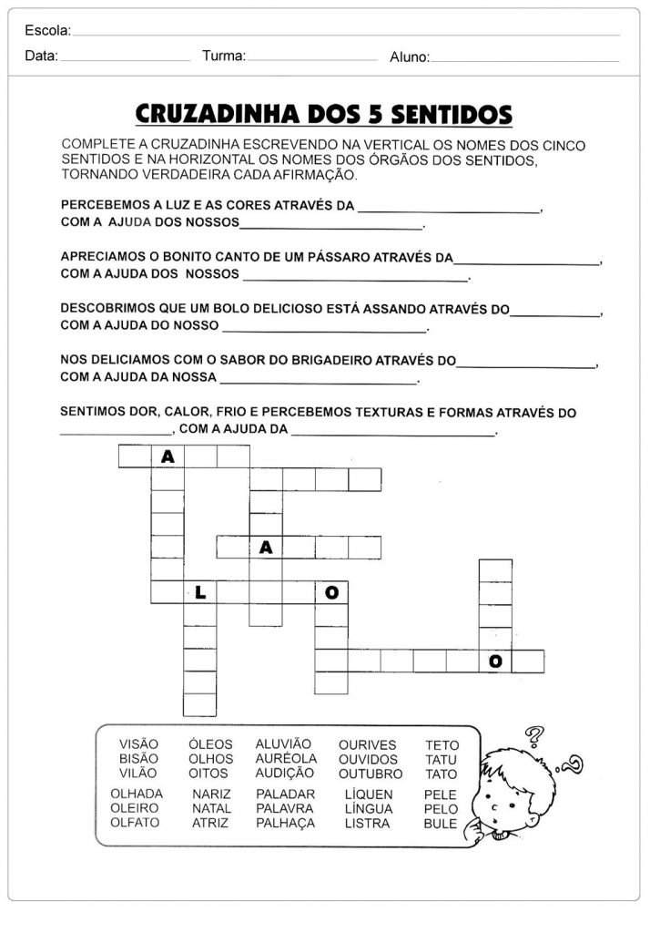 Atividades Os Cinco Sentidos - Para Educação Infantil - Folha 01