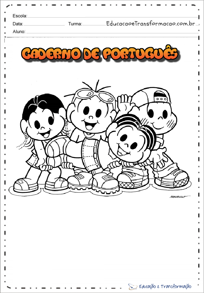 Capas para caderno de Português da Turma da Mônica - Folha 01