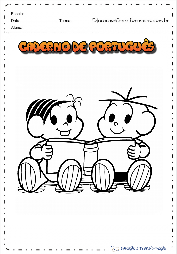 Capas para caderno de Português da Turma da Mônica - Folha 02