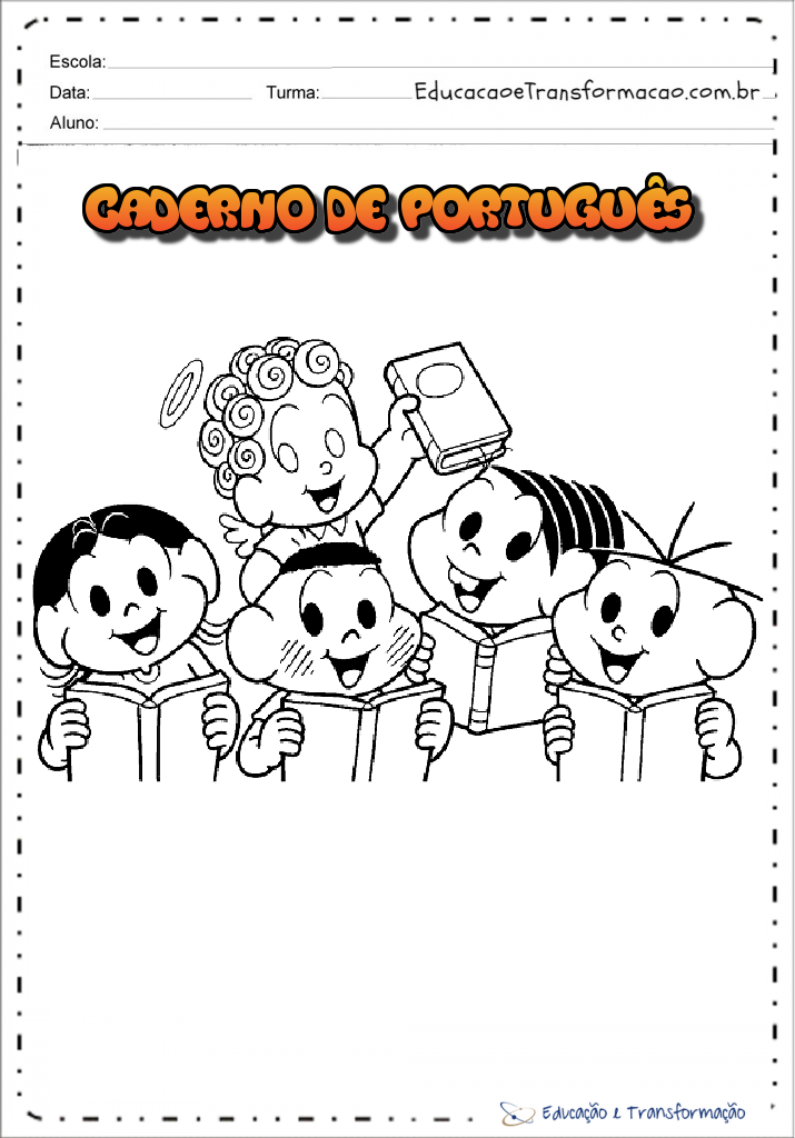 Capas para caderno de Português da Turma da Mônica - Folha 03