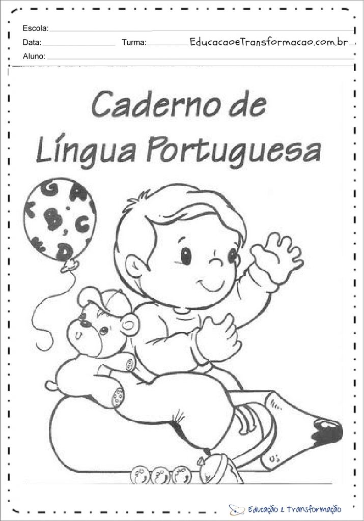Capas para caderno de português para imprimir - Folha - 03