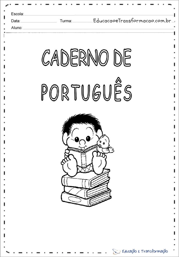 Capas para caderno de português para imprimir - Folha - 04