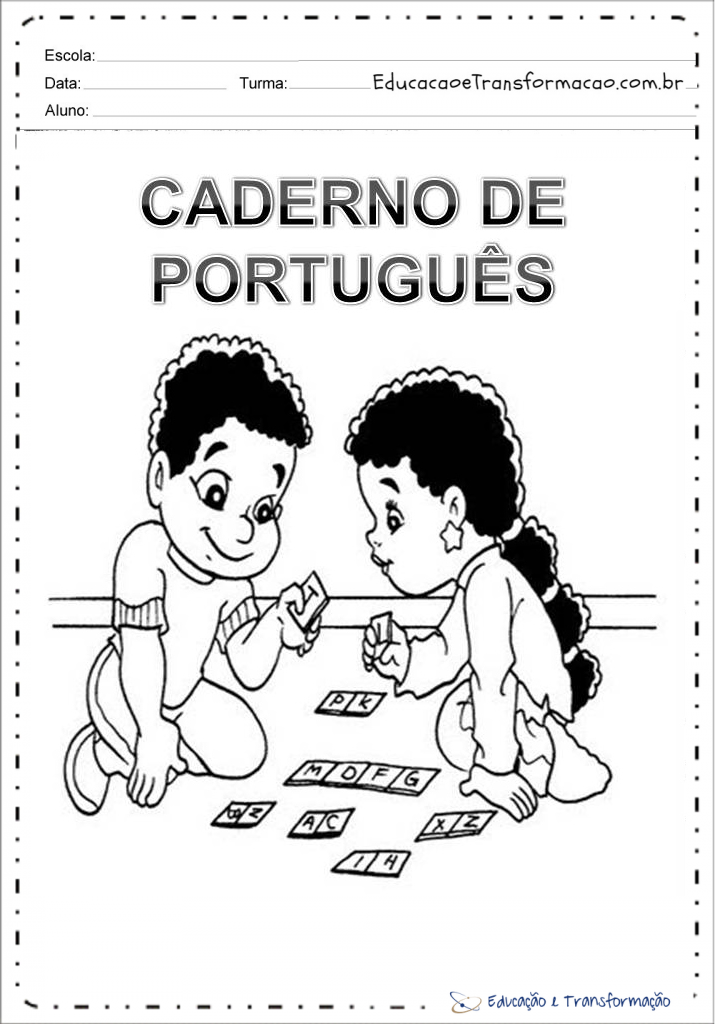 Capas para caderno de português para imprimir - Folha - 05