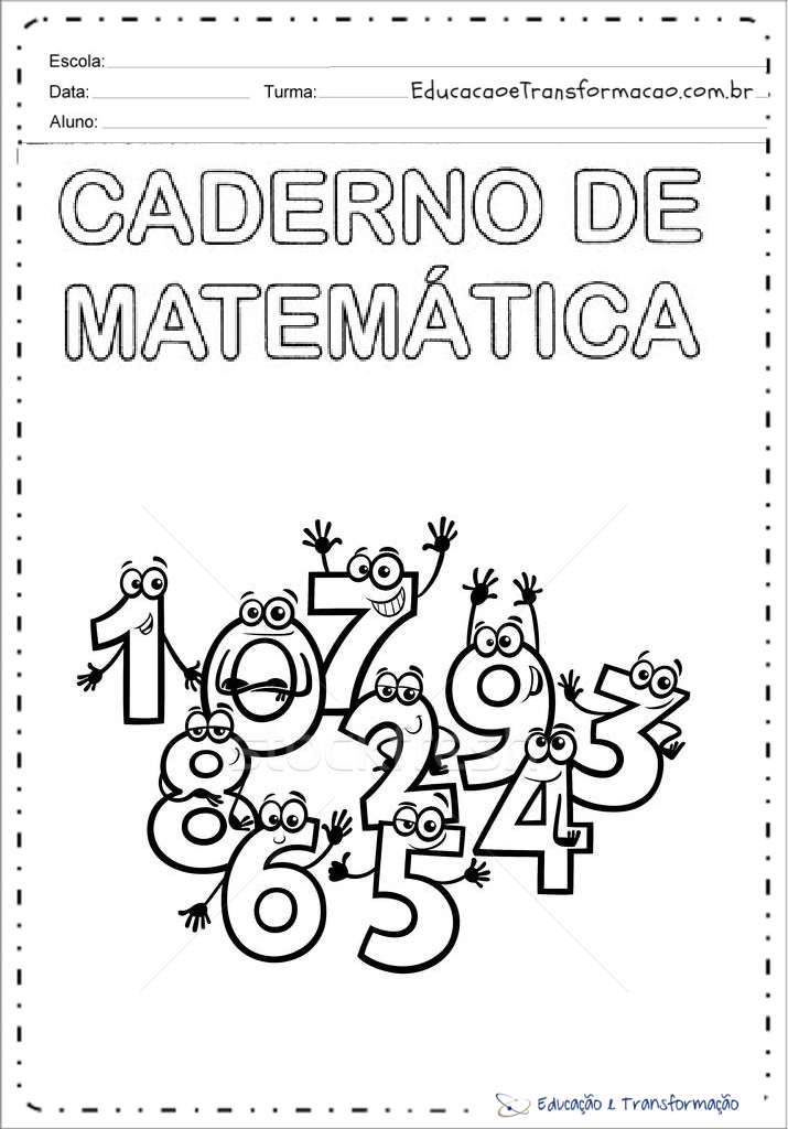 Capa de Caderno de Matemática para imprimir - Folha 01