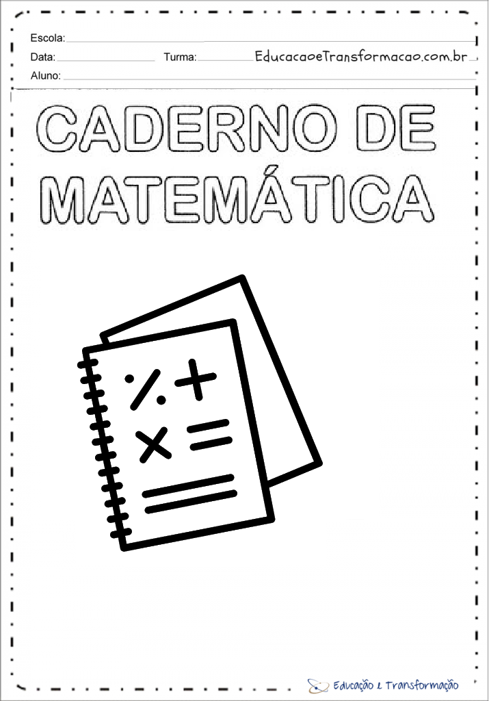 Capa de Caderno de Matemática para imprimir - Folha 02