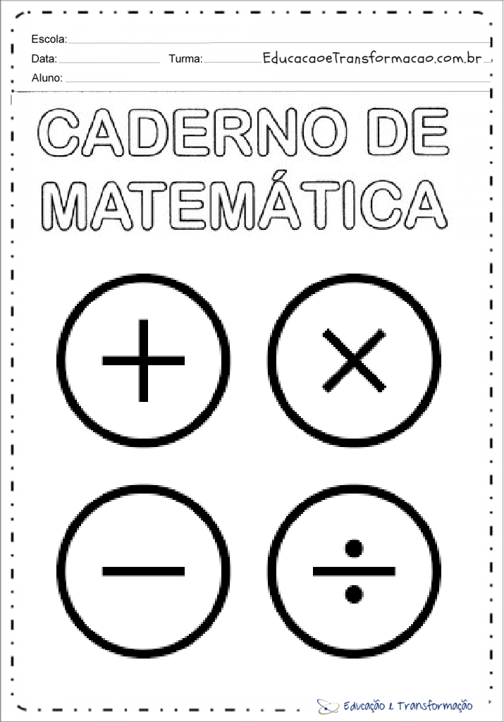 Capa de Caderno de Matemática para imprimir - Folha 03