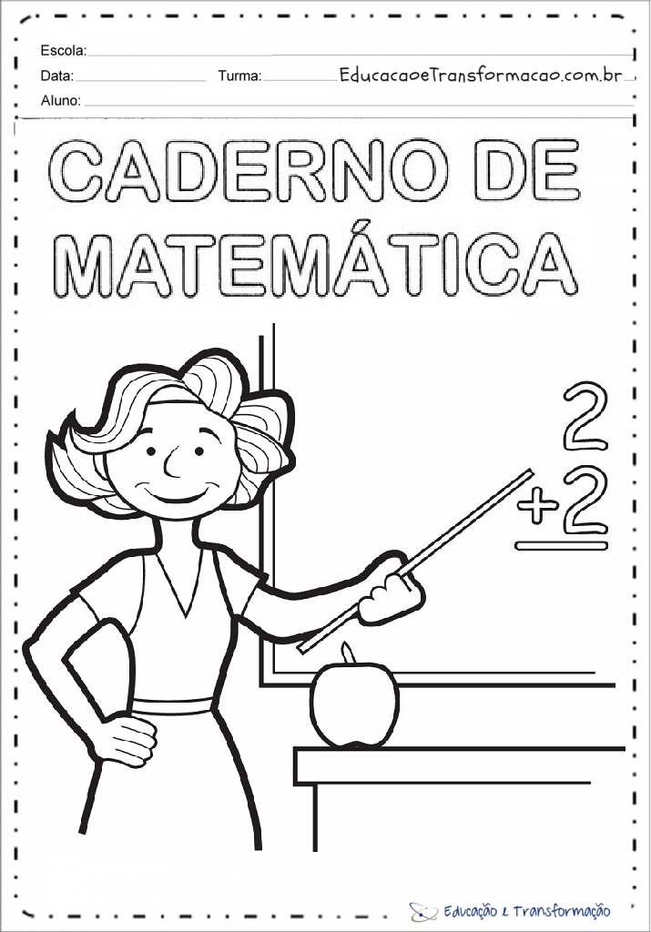 Capa de Caderno de Matemática para imprimir - Folha 04