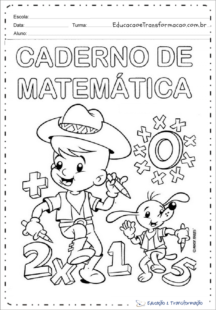 Capa de Caderno de Matemática para imprimir - Folha 05