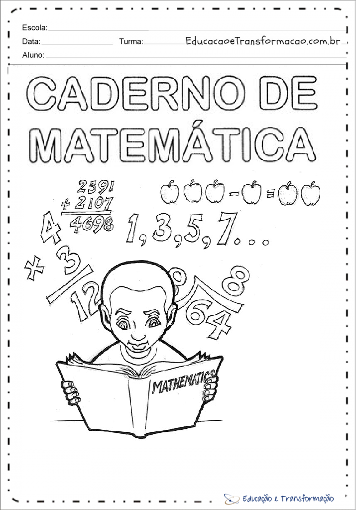 Capa de Caderno de Matemática para imprimir - Folha 06