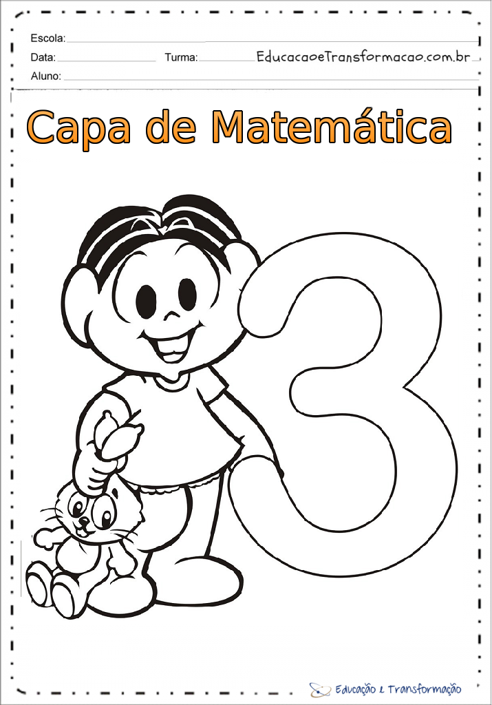 Capas para caderno de matemática - Turma da Mônica - Folha 05
