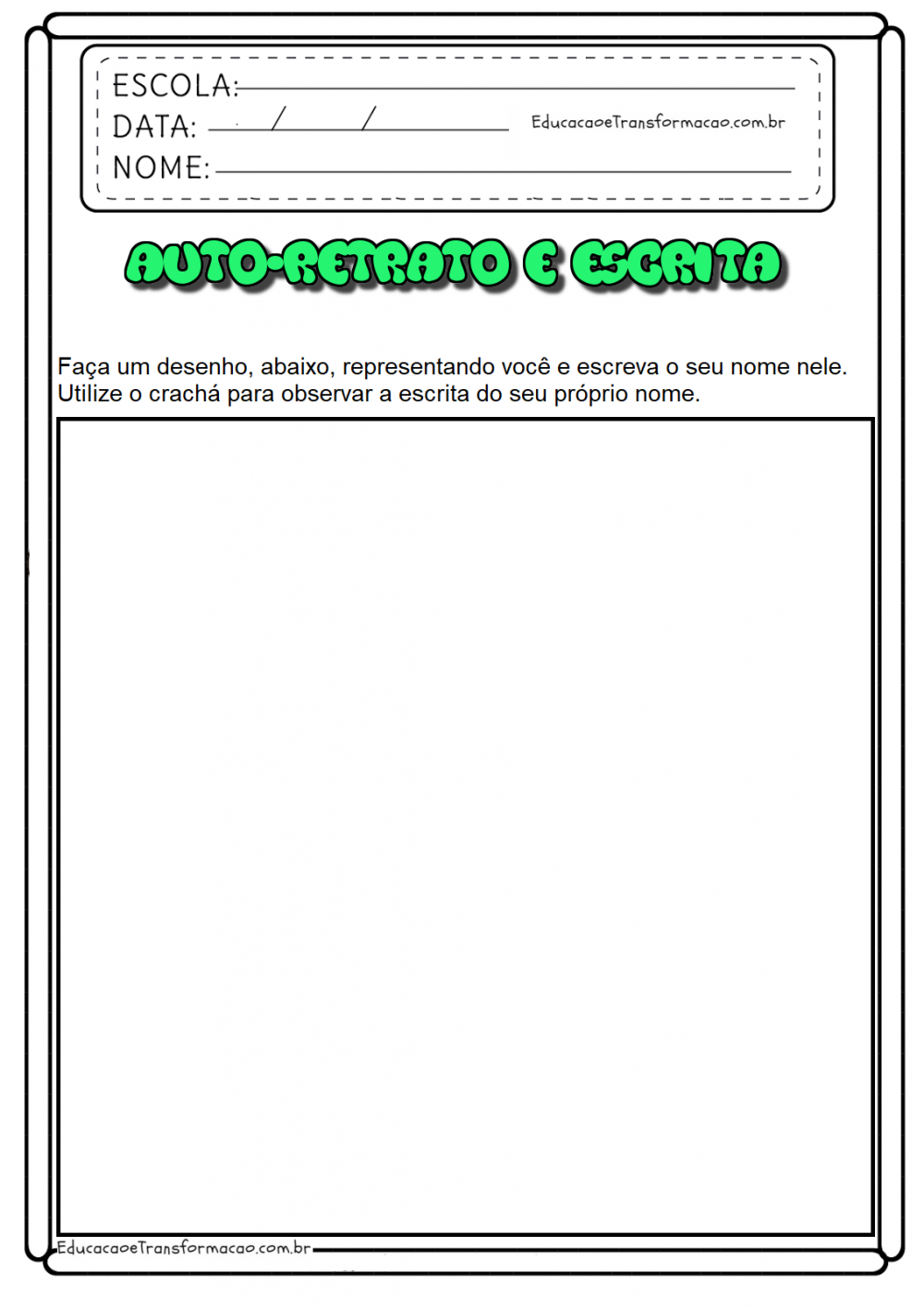 Atividades de português 1 ano - Auto-retrato e escrita