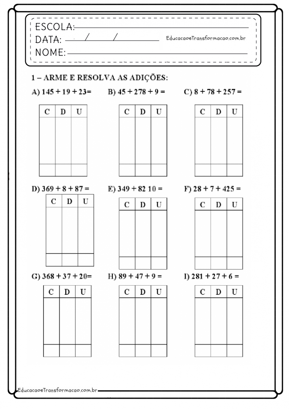 Atividades de Matemática dezena e unidade para imprimir - 1º ano