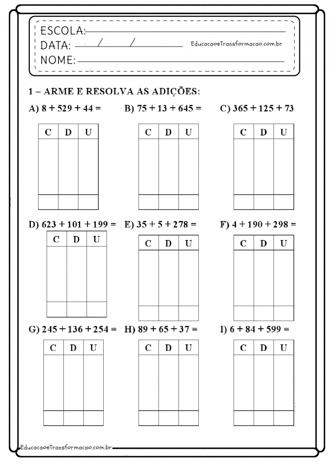 Atividades de Matemática dezena e unidade para imprimir - 1º ano