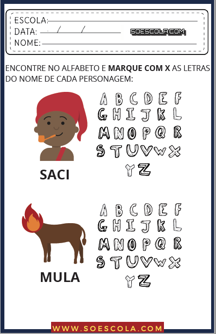 Atividades para Alfabetização para imprimir: Folha 010