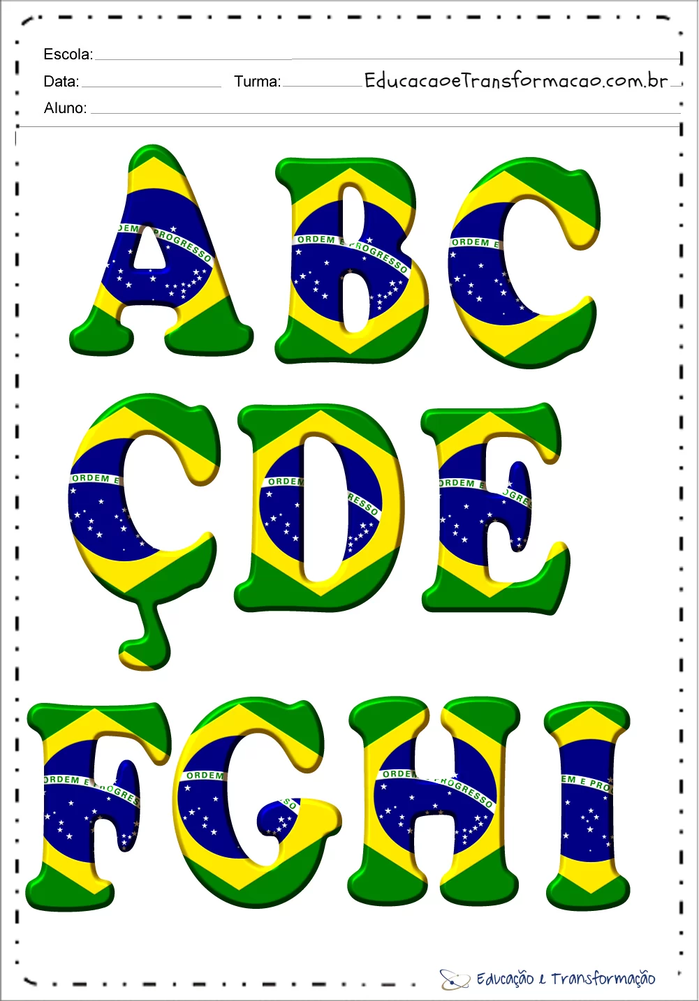 Moldes de Letras do Alfabeto do Brasil para imprimir