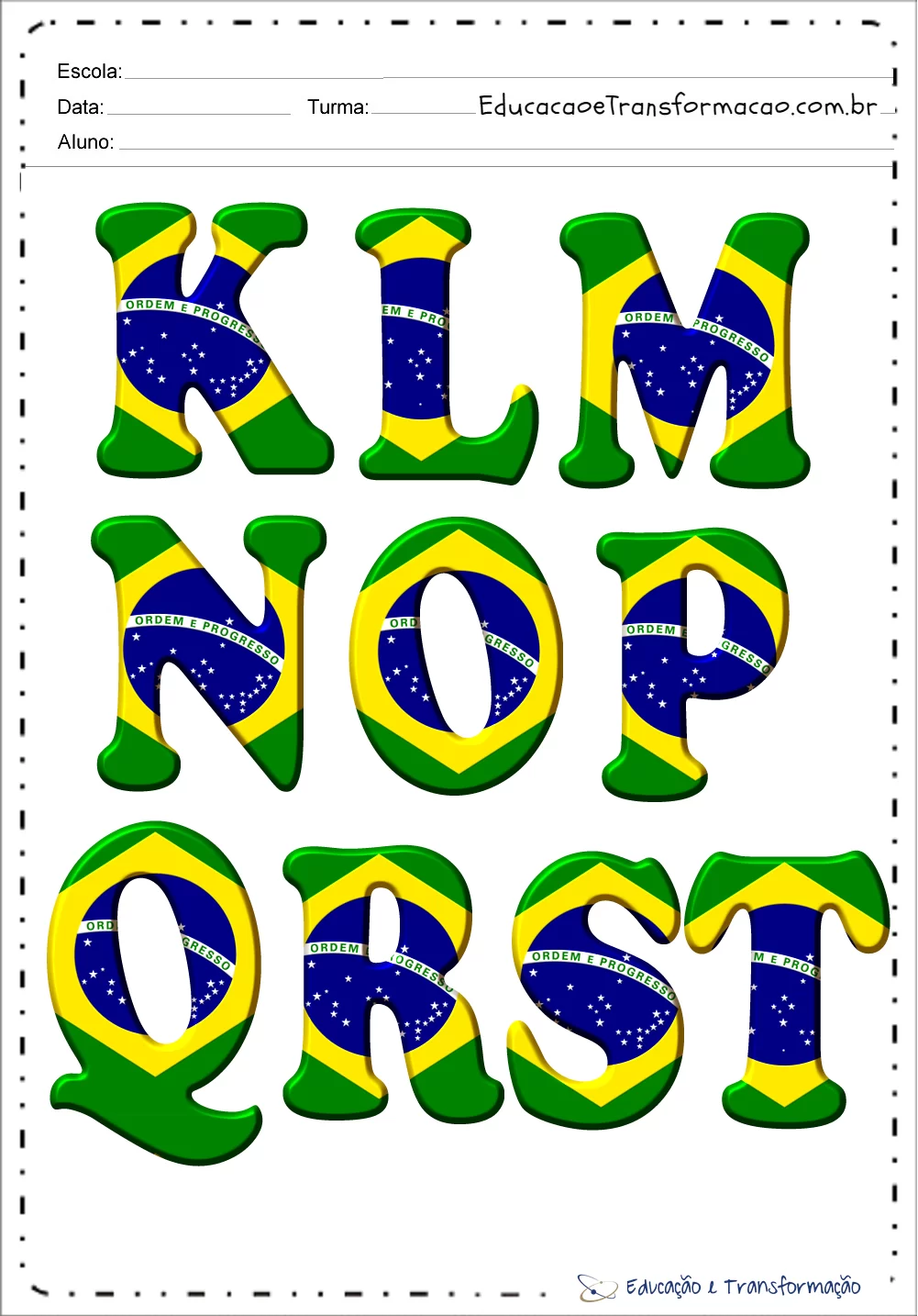 Moldes de Letras do Alfabeto do Brasil para imprimir